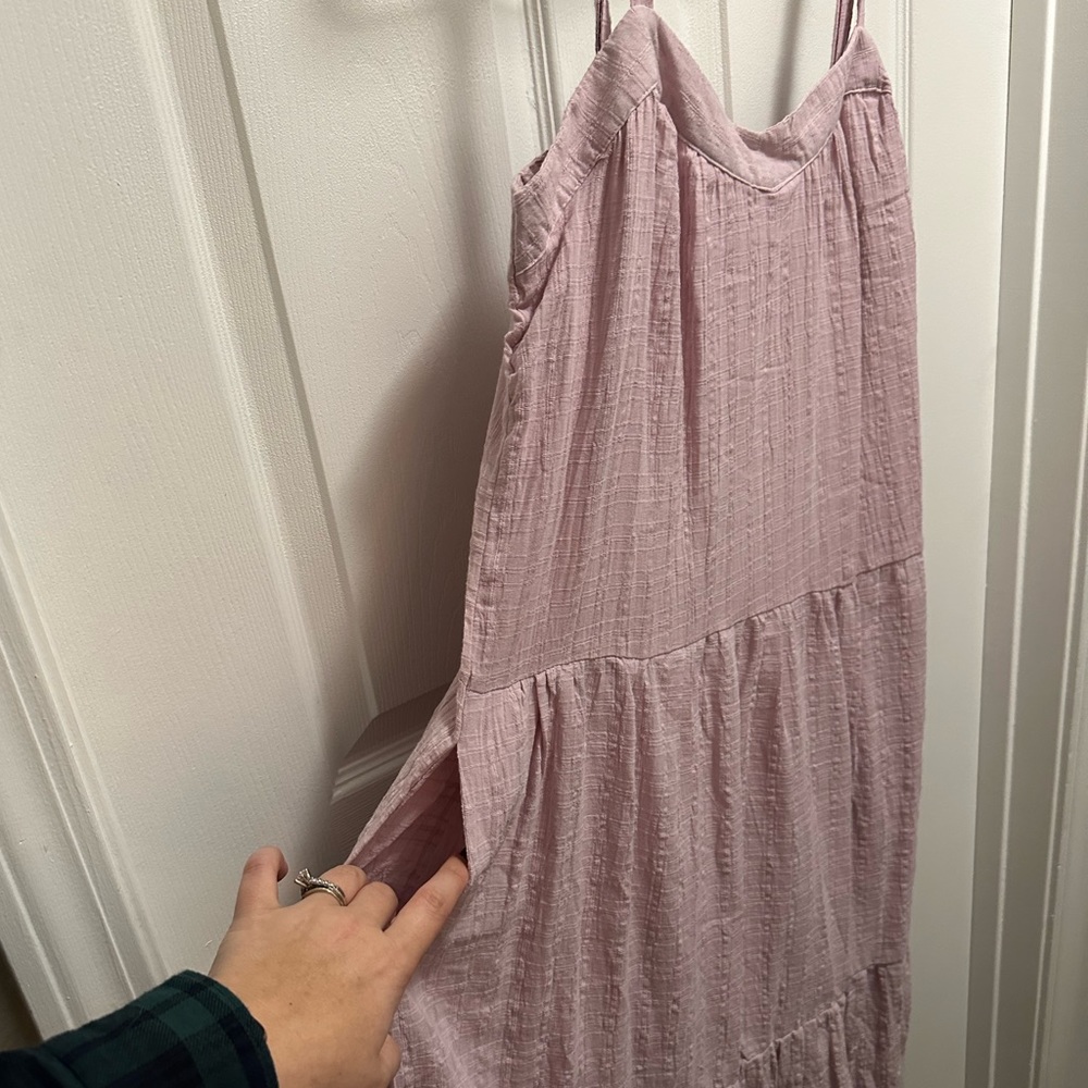 Light, tiered, pink dress